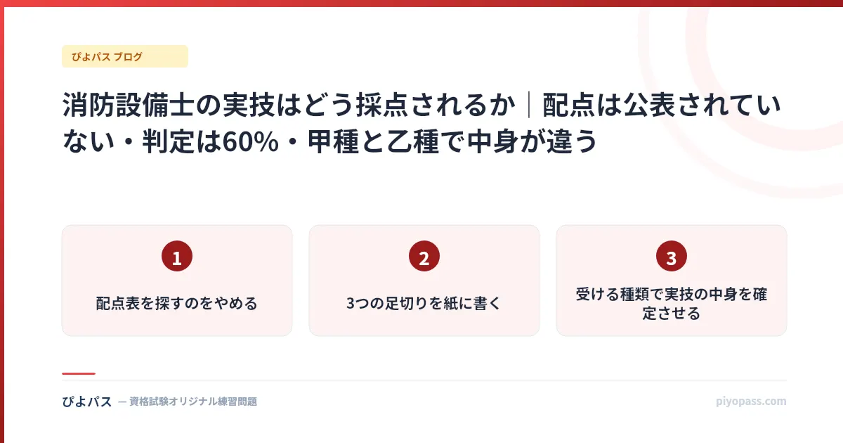 消防設備士の実技はどう採点されるか｜配点は公表されていない・判定は60%・甲種と乙種で中身が違う