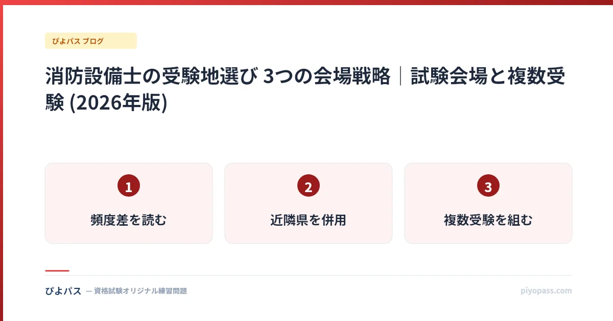 消防設備士の受験地選び 3つの会場戦略|試験会場と複数受験 (2026年版)