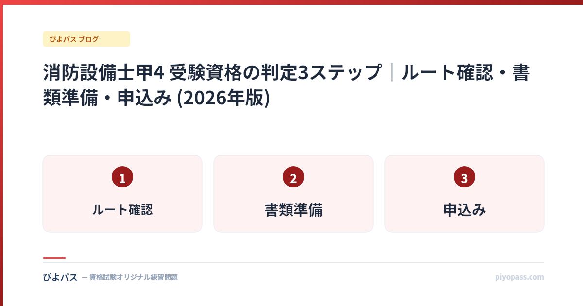 消防設備士甲4 受験資格の判定3ステップ|ルート確認・書類準備・申込み (2026年版)