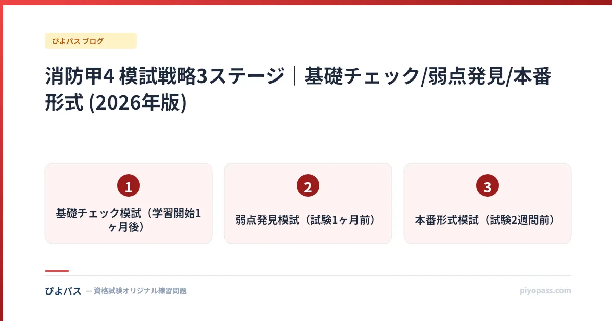 消防甲4 模試戦略3ステージ|基礎チェック/弱点発見/本番形式 (2026年版)
