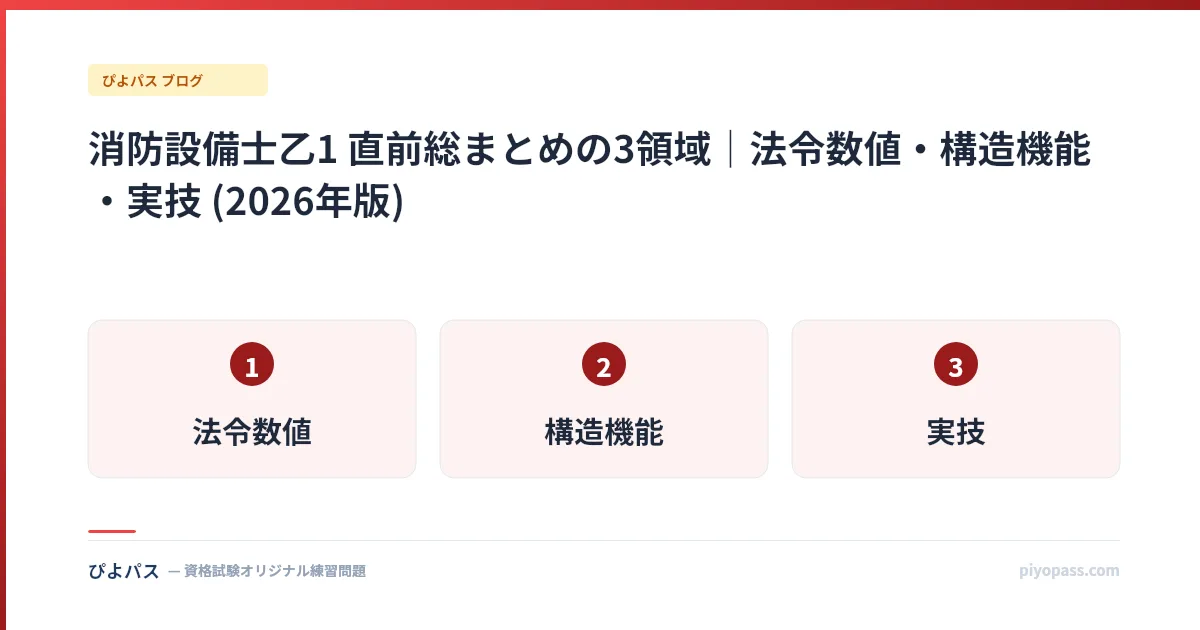 消防設備士乙1 直前総まとめの3領域｜法令数値・構造機能・実技 (2026年版)
