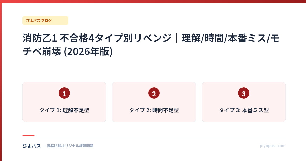 消防乙1 不合格4タイプ別リベンジ｜理解/時間/本番ミス/モチベ崩壊 (2026年版)