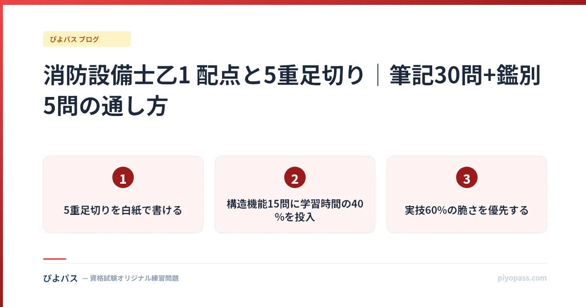 消防設備士乙1 配点と5重足切り｜筆記30問+鑑別5問の通し方