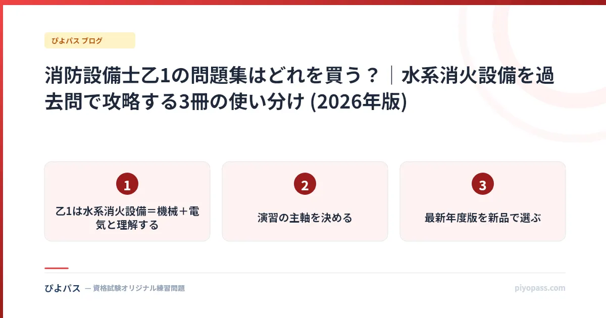 消防設備士乙1の問題集はどれを買う?|水系消火設備を過去問で攻略する3冊の使い分け (2026年版)