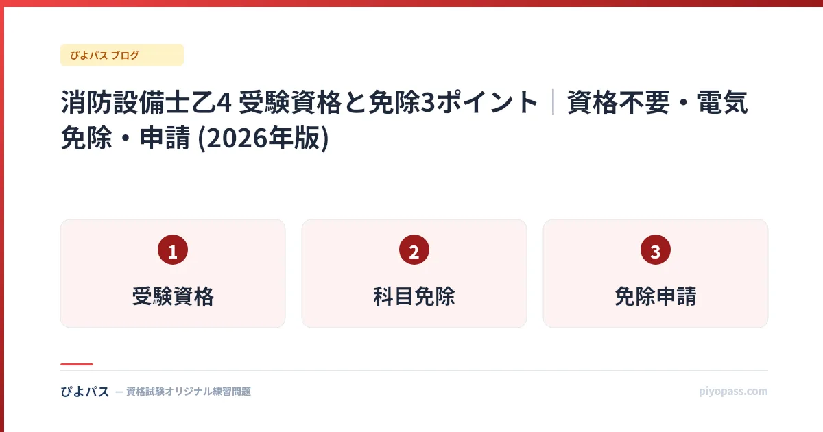 消防設備士乙4 受験資格と免除3ポイント|資格不要・電気免除・申請 (2026年版)