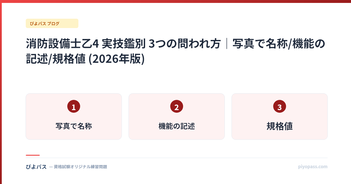 消防設備士乙4 実技鑑別 3つの問われ方|写真で名称/機能の記述/規格値 (2026年版)