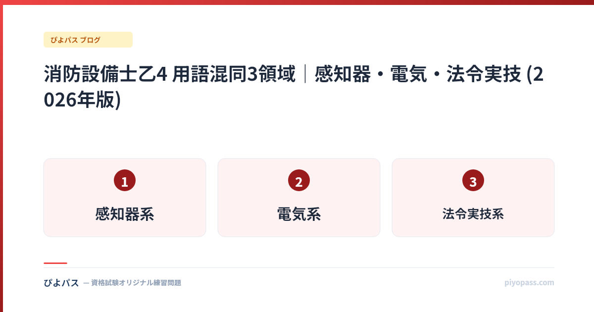 消防設備士乙4 用語混同3領域|感知器・電気・法令実技 (2026年版)