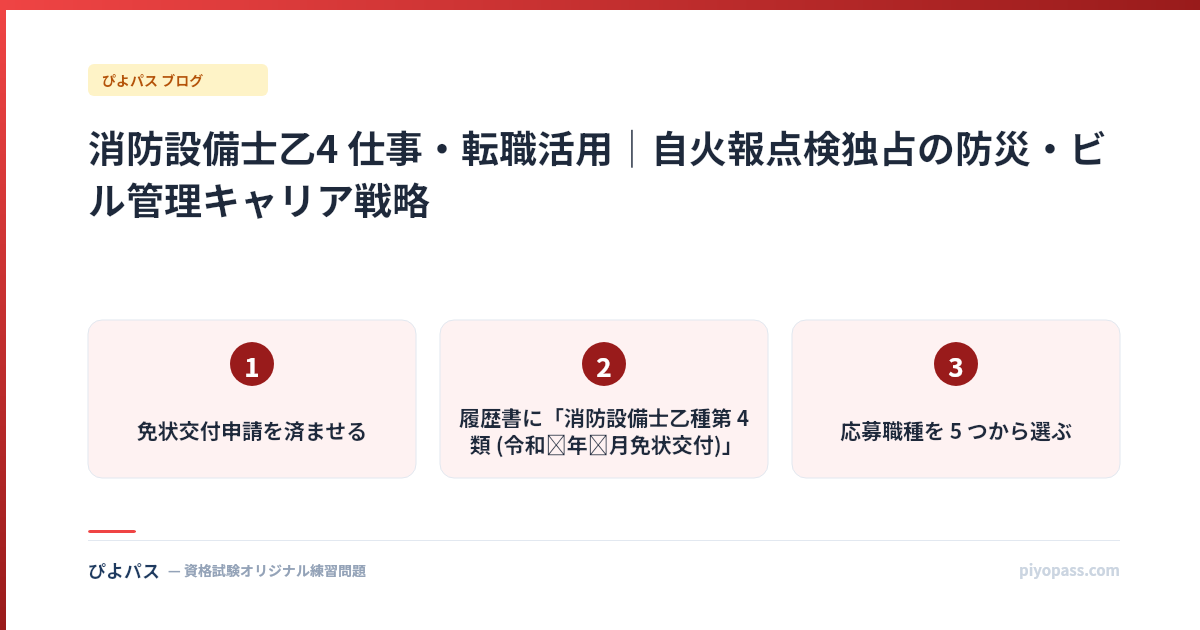 消防設備士乙4 仕事・転職活用|自火報点検独占の防災・ビル管理キャリア戦略