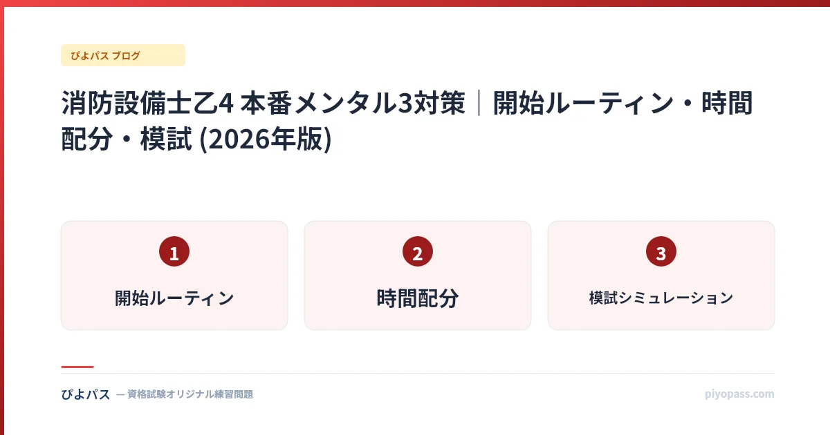 消防設備士乙4 本番メンタル3対策|開始ルーティン・時間配分・模試 (2026年版)