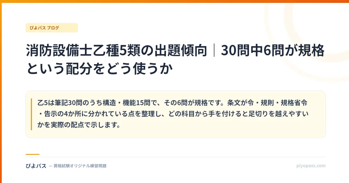 消防設備士乙種5類の出題傾向|30問中6問が規格という配分をどう使うか