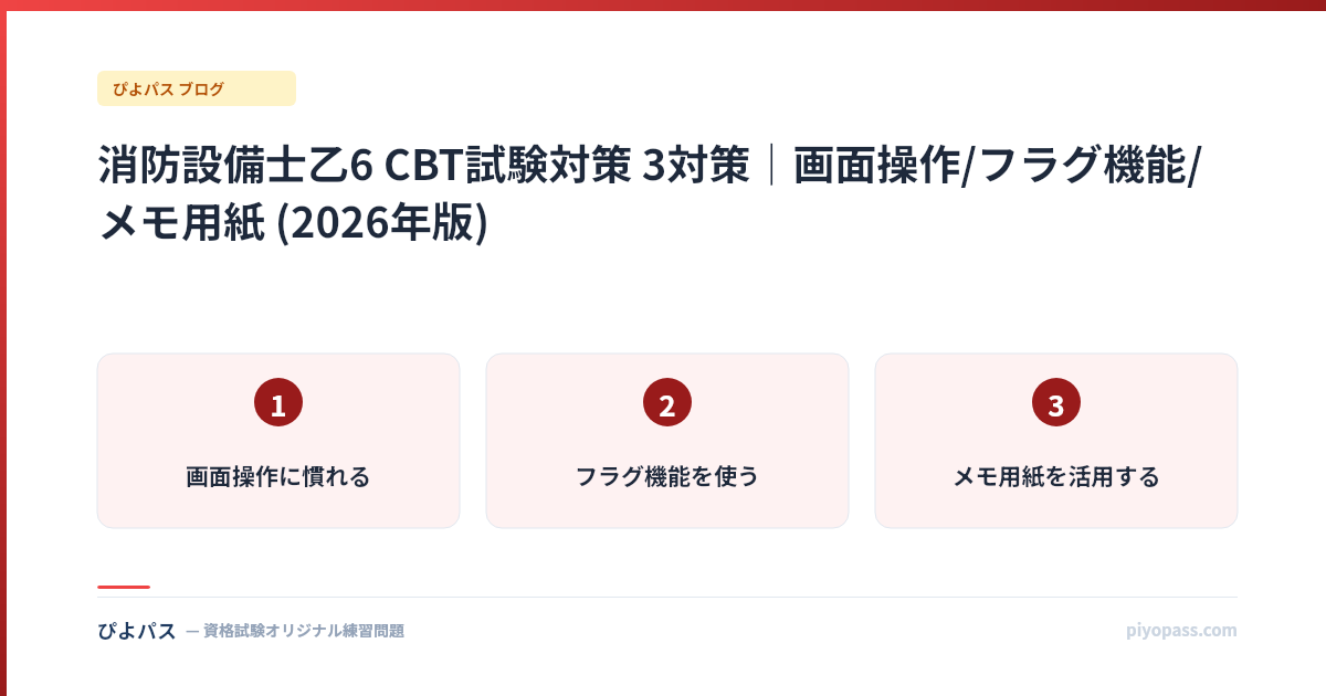 消防設備士乙6 CBT試験対策 3対策|画面操作/フラグ機能/メモ用紙 (2026年版)