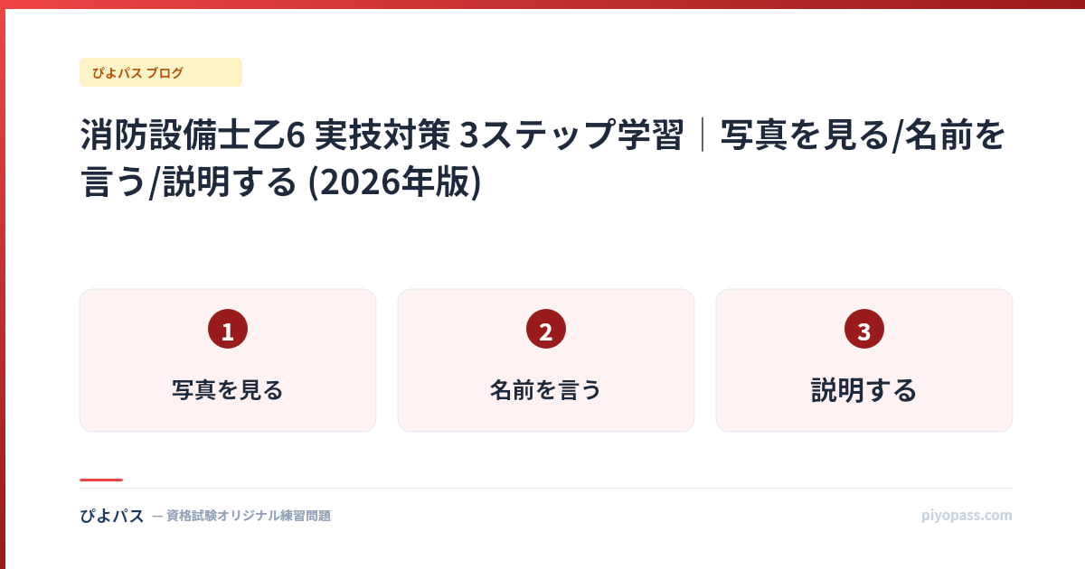 消防設備士乙6 実技対策 3ステップ学習|写真を見る/名前を言う/説明する (2026年版)
