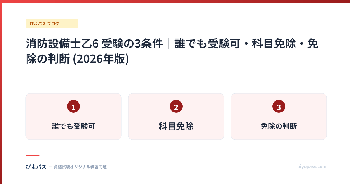 消防設備士乙6 受験の3条件|誰でも受験可・科目免除・免除の判断 (2026年版)