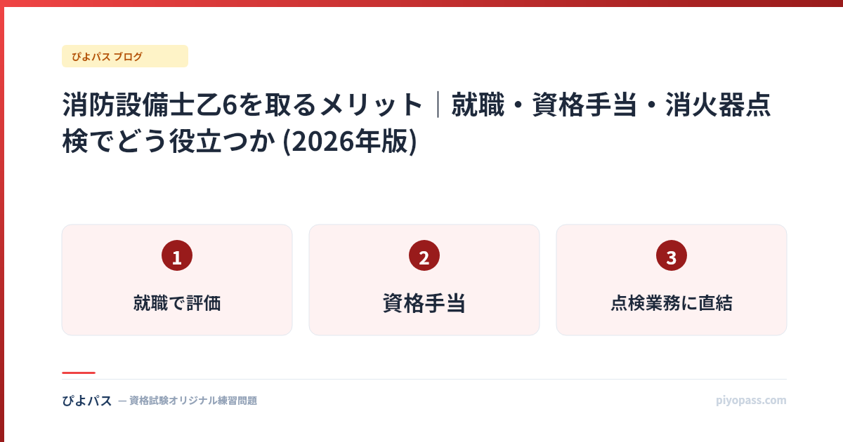 消防設備士乙6を取るメリット|就職・資格手当・消火器点検でどう役立つか (2026年版)
