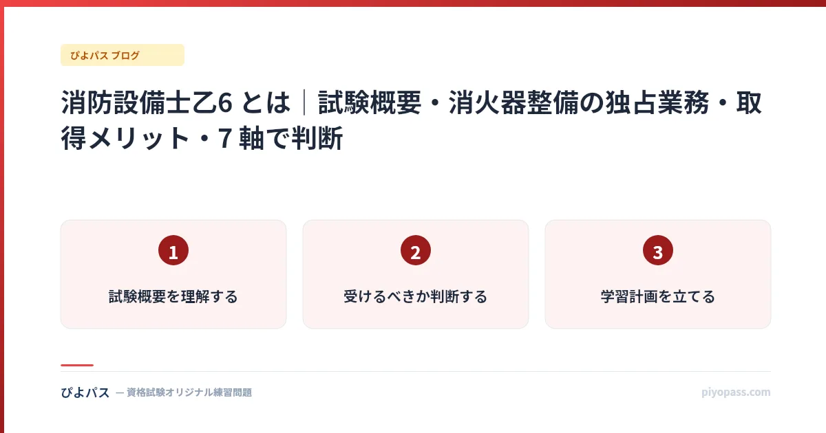 消防設備士乙6 とは|試験概要・消火器整備の独占業務・取得メリット・7 軸で判断