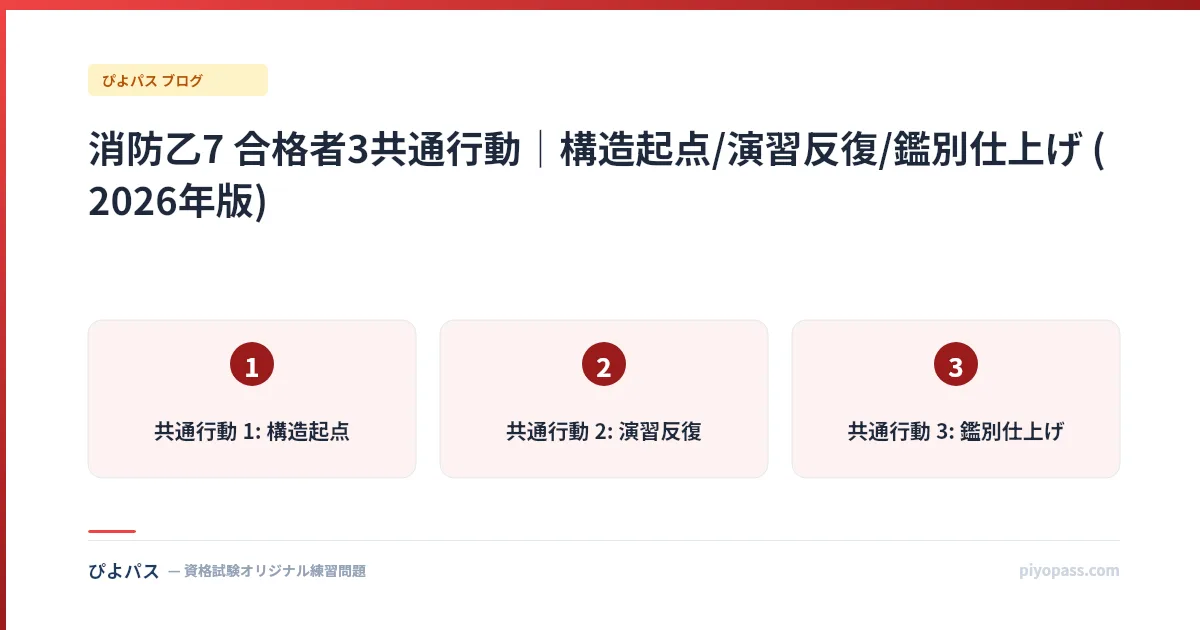 消防乙7 合格者3共通行動｜構造起点/演習反復/鑑別仕上げ (2026年版)