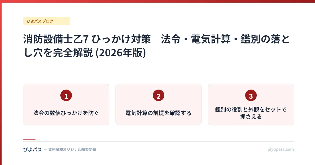消防設備士乙7 ひっかけ対策|法令・電気計算・鑑別の落とし穴を完全解説 (2026年版)