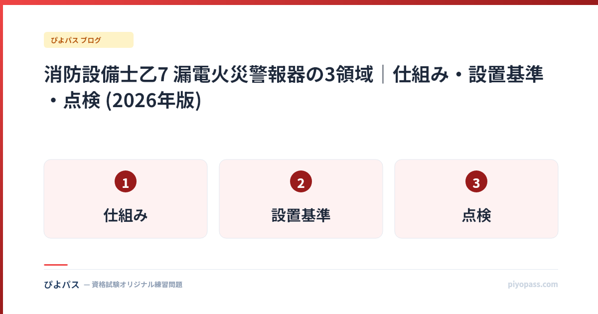 消防設備士乙7 漏電火災警報器の3領域｜仕組み・設置基準・点検 (2026年版)