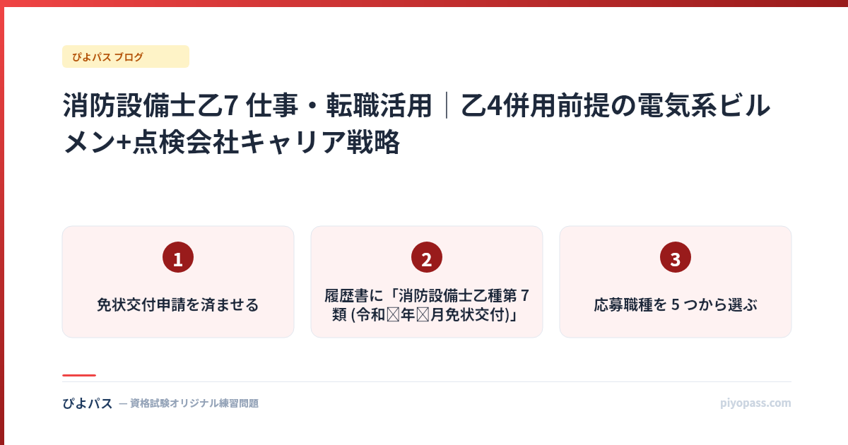 消防設備士乙7 仕事・転職活用｜乙4併用前提の電気系ビルメン+点検会社キャリア戦略