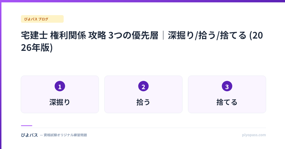 宅建士 権利関係 攻略 3つの優先層｜深掘り/拾う/捨てる (2026年版)