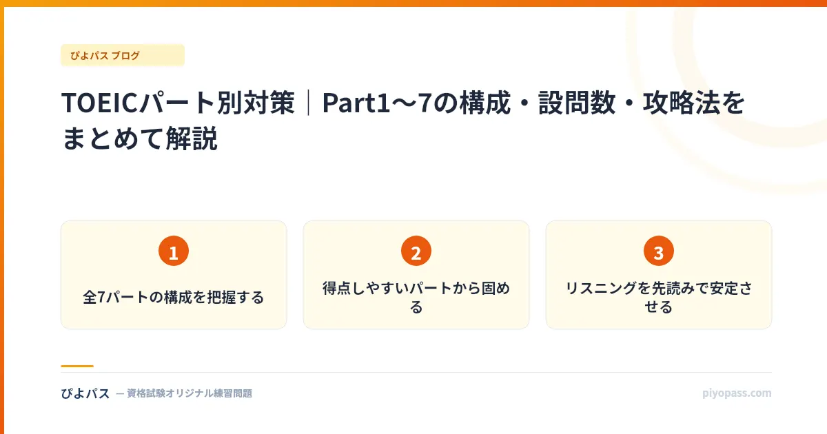 TOEICパート別対策|Part1〜7の構成・設問数・攻略法をまとめて解説