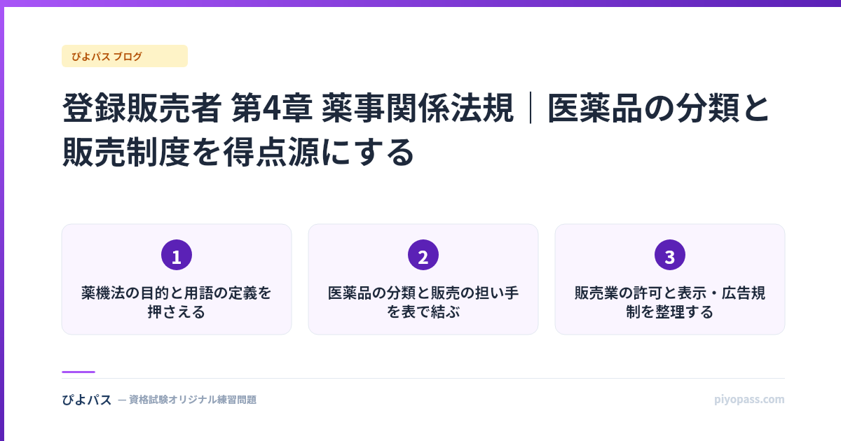 登録販売者 第4章 薬事関係法規｜医薬品の分類と販売制度を得点源にする