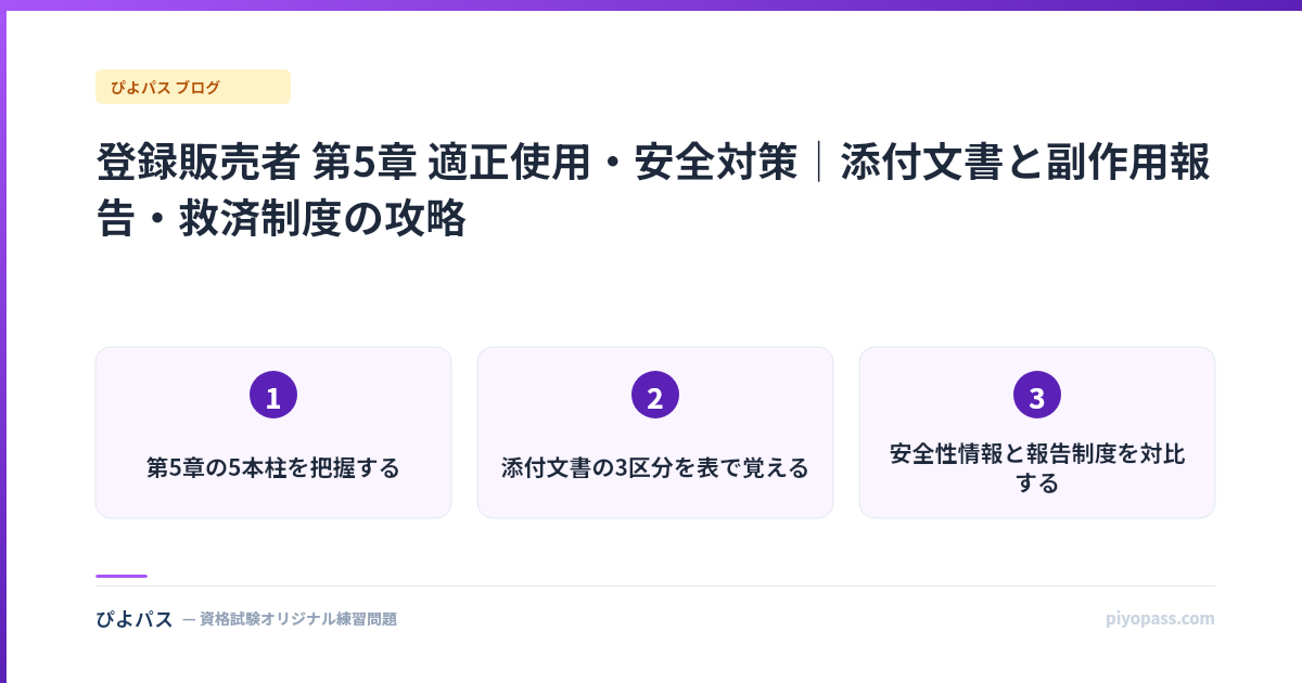 登録販売者 第5章 適正使用・安全対策｜添付文書と副作用報告・救済制度の攻略