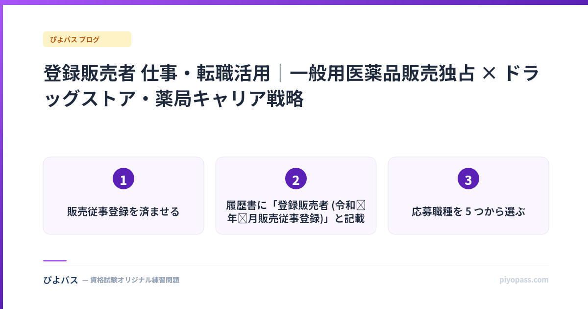 登録販売者 仕事・転職活用｜一般用医薬品販売独占 × ドラッグストア・薬局キャリア戦略