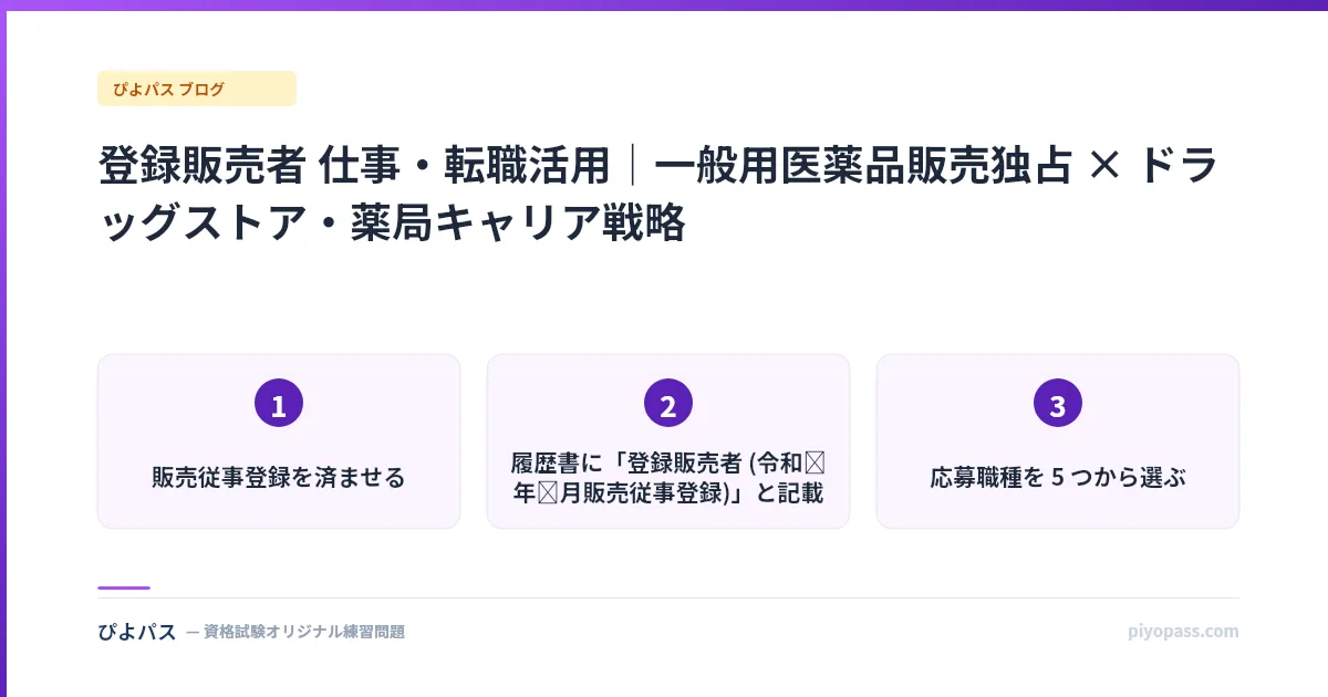 登録販売者 仕事・転職活用｜一般用医薬品販売独占 × ドラッグストア・薬局キャリア戦略