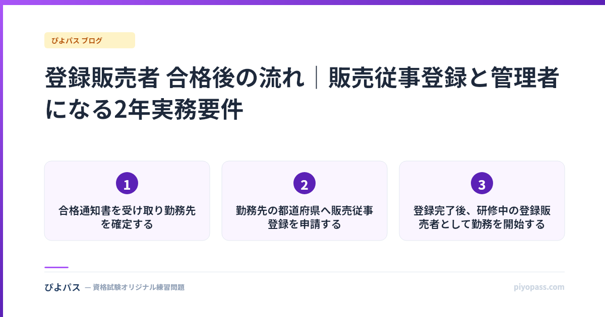 登録販売者 合格後の流れ｜販売従事登録と管理者になる2年実務要件