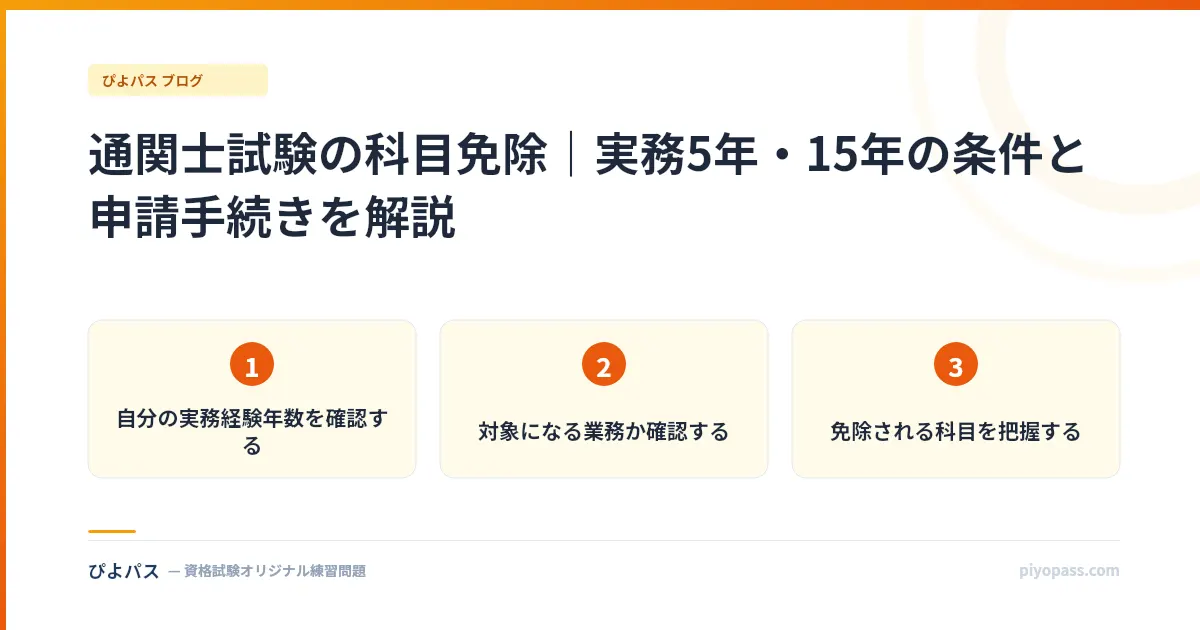 通関士試験の科目免除|実務5年・15年の条件と申請手続きを解説