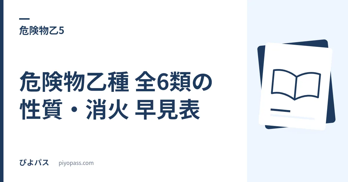 危険物乙種 全6類の性質・消火 早見表｜他類を集めるときに最初に作る1枚