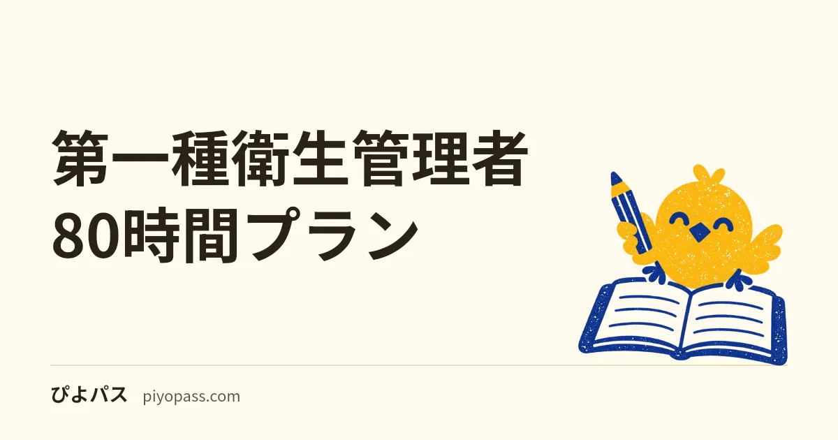 第一種衛生管理者 80時間プラン|有害業務20問に36時間振る逆算配分