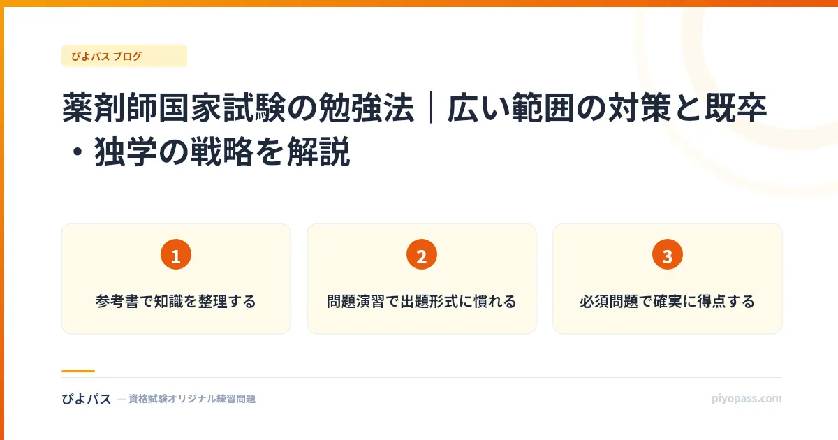 薬剤師国家試験の勉強法|広い範囲の対策と既卒・独学の戦略を解説